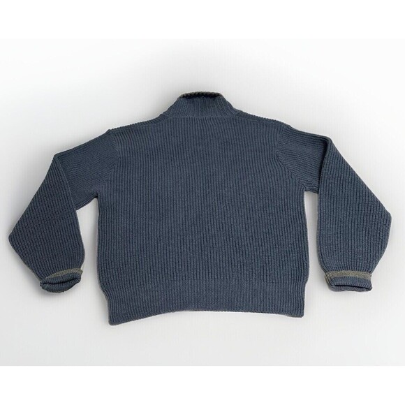 Vintage Wool Sweater Towne and King California Mens L V Neck Shawl Collar Blue - Picture 9 of 15